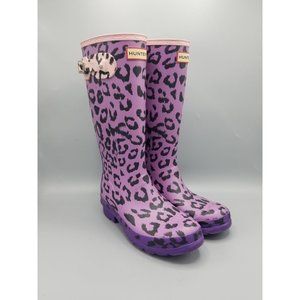 Hunter Kids Hybrid Print Animal Leopard Waterproof Knee High Rain Boots Size 6 G